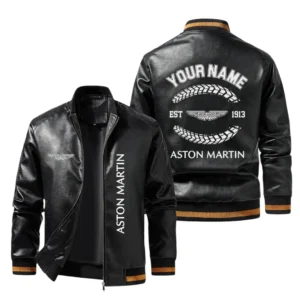 Vintage Aston Martin Exclusive Logo Jacket Est 1913, Classic Ribbed Collar and Striped Cuffs, Custom Name HIDI220225Y12LJ93ASM