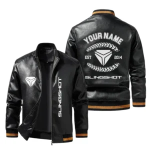 Vintage Slingshot Exclusive Logo Jacket Est 2014, Classic Ribbed Collar and Striped Cuffs, Custom Name HIDI260225Y12LJ93SLS