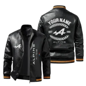 Vintage Alpine F1 Team Exclusive Logo Jacket Est 1981, Classic Ribbed Collar and Striped Cuffs, Custom Name HIDI270225Y12LJ93AF1