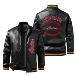 Vintage Indian Motorcycle Exclusive Logo Jacket Est 1901, Classic Ribbed Collar and Striped Cuffs, Custom Name HIDI270225Y12LJ93INM