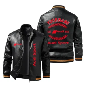 Vintage Audi Sport Exclusive Logo Jacket Est 1983, Classic Ribbed Collar and Striped Cuffs, Custom Name HIDI280225Y12LJ93AUS