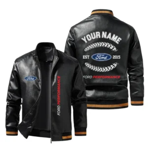 Vintage Ford Performance Exclusive Logo Jacket Est 2015, Classic Ribbed Collar and Striped Cuffs, Custom Name HIDI280225Y12LJ93FOP