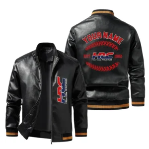 Vintage HRC Honda Racing Exclusive Logo Jacket Est 1982, Classic Ribbed Collar and Striped Cuffs, Custom Name HIDI280225Y12LJ93HRC
