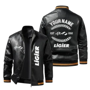 Vintage Ligier Automotive Exclusive Logo Jacket Est 2012, Classic Ribbed Collar and Striped Cuffs, Custom Name HIDI280225Y12LJ93LIA