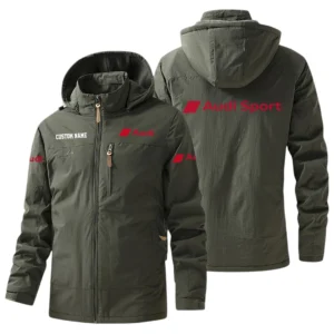 Audi Sport Windbreaker Jacket Hooded, Warm Lining Waterproof Outdoor Running Jacket For Men, Custom Name HIHI280225Y17WO88AUS