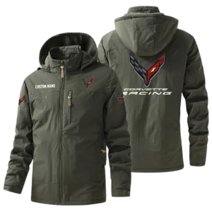 Corvette Racing Windbreaker Jacket Hooded, Warm Lining Waterproof Outdoor Running Jacket For Men, Custom Name HIHI280225Y17WO88COV
