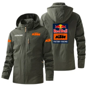 Red Bull KTM Factory Racing Windbreaker Jacket Hooded, Warm Lining Waterproof Outdoor Running Jacket For Men, Custom Name HIHI280225Y17WO88KTM