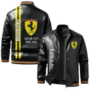 Vintage Ferrari Exclusive Logo Jacket, Classic Ribbed Collar and Striped Cuffs, Custom Name TN21032025Y12LJ93CT1FER