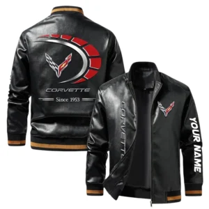 Vintage Corvette Exclusive Logo Jacket, Classic Ribbed Collar and Striped Cuffs, Custom Name TN21032025Y12LJ93CT2COR