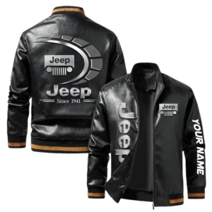 Vintage Jeep Exclusive Logo Jacket, Classic Ribbed Collar and Striped Cuffs, Custom Name TN21032025Y12LJ93CT2JEE