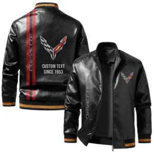 Vintage Corvette Exclusive Logo Jacket, Classic Ribbed Collar and Striped Cuffs, Custom Name TN21032025Y12LJ93CT3COR