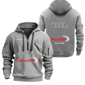 Audi Half Zip Hoodie, Sports Hooded Multi-Pockets, Custom Name TN250325Y25QZ2HCT3AUD