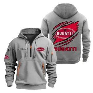 Bugatti Half Zip Hoodie, Sports Hooded Multi-Pockets, Custom Name TN250325Y25QZ2HCT4BUG
