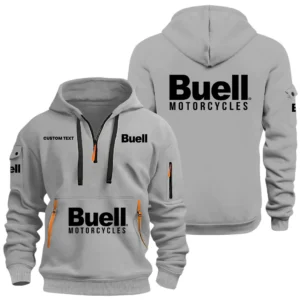 Buell Motorcycles Half Zip Hoodie, Sports Hooded Multi-Pockets, Custom Name HIDI060325Y25QZ2HBUM