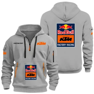 Red Bull KTM Factory Racing Half Zip Hoodie, Sports Hooded Multi-Pockets, Custom Name HIDI060325Y25QZ2HKTM