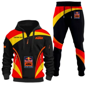 Red Bull KTM Factory Racing Half Zip Hoodie x Long Pants Set All-over Print, Custom Name HIDI110325Y26QZ3HKTM