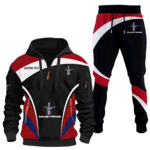 Mustang Half Zip Hoodie x Long Pants Set All-over Print, Custom Name HIDI130325Y26QZ3HMUS