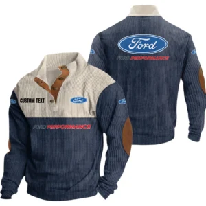 Ford Performance Exclusive Logo Knitted Ribbed Corduroy Sweatshirt Mid Stretch Stand Collar Pullover Sweater, Custom Text HG140325Y32RCSCT1FOP