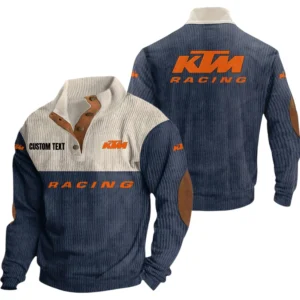 KTM Exclusive Logo Knitted Ribbed Corduroy Sweatshirt Mid Stretch Stand Collar Pullover Sweater, Custom Text HG150325Y32RCSCT1KTM