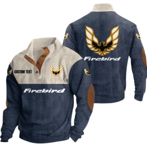 Pontiac Firebird Exclusive Logo Knitted Ribbed Corduroy Sweatshirt Mid Stretch Stand Collar Pullover Sweater, Custom Text HG170325Y32RCSCT1FIP