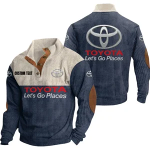 Toyota Exclusive Logo Knitted Ribbed Corduroy Sweatshirt Mid Stretch Stand Collar Pullover Sweater, Custom Text HG170325Y32RCSCT2TOY