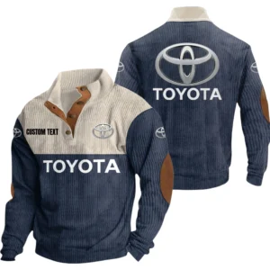 Toyota Exclusive Logo Knitted Ribbed Corduroy Sweatshirt Mid Stretch Stand Collar Pullover Sweater, Custom Text HG170325Y32RCSCT3TOY