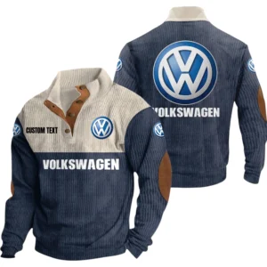 Volkswagen Exclusive Logo Knitted Ribbed Corduroy Sweatshirt Mid Stretch Stand Collar Pullover Sweater, Custom Text HG180325Y32RCSCT1VOL