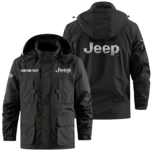 Jeep Exclusive Logo Windbreaker Jacket Hooded Detachable, Outdoor Jacket Multi Pocket, Custom Name HIDI170325Y26WMPJEE