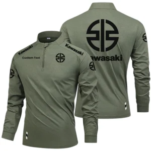 Kawasaki Motors Limited 2025 Long Sleeve Shirt, Stand Collar Quarter Zip-up HIDI270325Y49LMT05KAM
