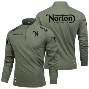 Norton Motorcycle Limited 2025 Long Sleeve Shirt, Stand Collar Quarter Zip-up HIDI270325Y49LMT05NOM