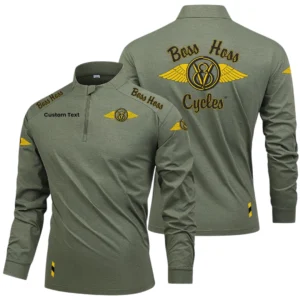 Boss Hoss Cycles Limited 2025 Long Sleeve Shirt, Stand Collar Quarter Zip-up HIDI280325Y49LMT05BHC