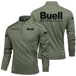 Buell Motorcycles Limited 2025 Long Sleeve Shirt, Stand Collar Quarter Zip-up HIDI280325Y49LMT05BUM