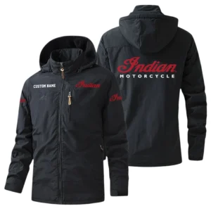 Indian Motorcycle Windbreaker Jacket Hooded, Warm Lining Waterproof Outdoor Running Jacket, Custom Name HIHI240225Y17WO88INM