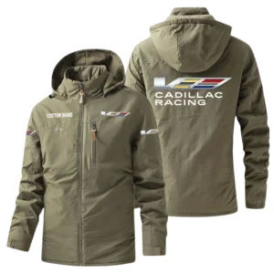 Cadillac Racing Windbreaker Jacket Hooded, Warm Lining Waterproof Outdoor Running Jacket, Custom Name HIHI280225Y17WO88CAR