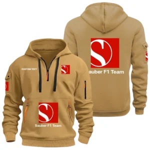 Sauber Motorsport Half Zip Hoodie, Sports Hooded Multi-Pocket, Custom Name HIDI060325Y25QZ2HSAM