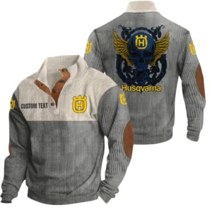 Husqvarna Exclusive Logo Print Corduroy Sweatshirt Stand Collar Custom Name TN010725Y32RCSCT1HUM