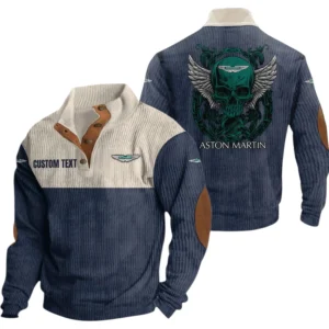 Aston Martin Exclusive Logo Print Corduroy Sweatshirt Stand Collar Custom Name TN280625Y32RCSCT1ASM