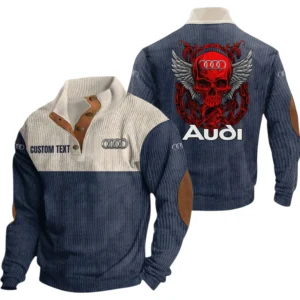 Audi Exclusive Logo Print Corduroy Sweatshirt Stand Collar Custom Name TN280625Y32RCSCT1AUD