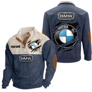 BMW Exclusive Logo Print Corduroy Sweatshirt Stand Collar Custom Name TN280625Y32RCSCT1BMW