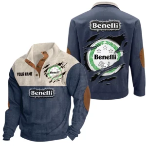 Benelli Exclusive Logo Print Corduroy Sweatshirt Stand Collar Custom Name TN280625Y32RCSCT1BNL