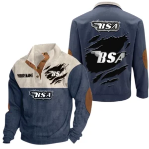 BSA Motorcycles Exclusive Logo Print Corduroy Sweatshirt Stand Collar Custom Name TN280625Y32RCSCT1BSA