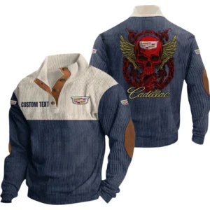 Cadillac Exclusive Logo Print Corduroy Sweatshirt Stand Collar Custom Name TN280625Y32RCSCT1CAD