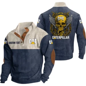 Caterpillar Exclusive Logo Print Corduroy Sweatshirt Stand Collar Custom Name TN280625Y32RCSCT1CAT
