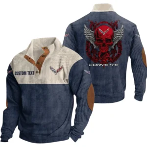 Corvette Exclusive Logo Print Corduroy Sweatshirt Stand Collar Custom Name TN280625Y32RCSCT1COR