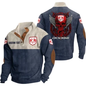 Dodge Exclusive Logo Print Corduroy Sweatshirt Stand Collar Custom Name TN280625Y32RCSCT1DOD