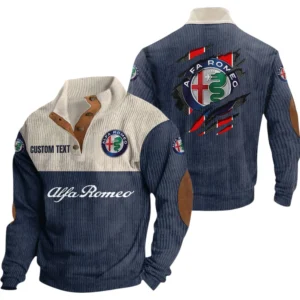 Alfa Romeo Exclusive Logo Print Corduroy Sweatshirt Stand Collar Custom Name TN280625Y32RCSCT2ALR