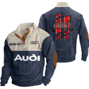 Audi Exclusive Logo Print Corduroy Sweatshirt Stand Collar Custom Name TN280625Y32RCSCT2AUD