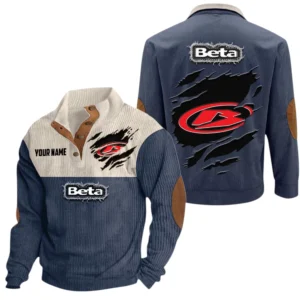 Beta Exclusive Logo Print Corduroy Sweatshirt Stand Collar Custom Name TN280625Y32RCSCT2BET