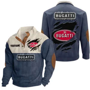 Bugatti Exclusive Logo Print Corduroy Sweatshirt Stand Collar Custom Name TN280625Y32RCSCT2BUG