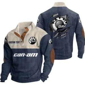 Can Am BRP Exclusive Logo Print Corduroy Sweatshirt Stand Collar Custom Name TN280625Y32RCSCT2CAE